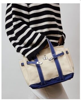 NEW Sunwin Madaket Small Classic Canvas Tote Bag with Blue Trim